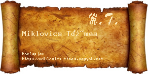 Miklovics Tímea névjegykártya